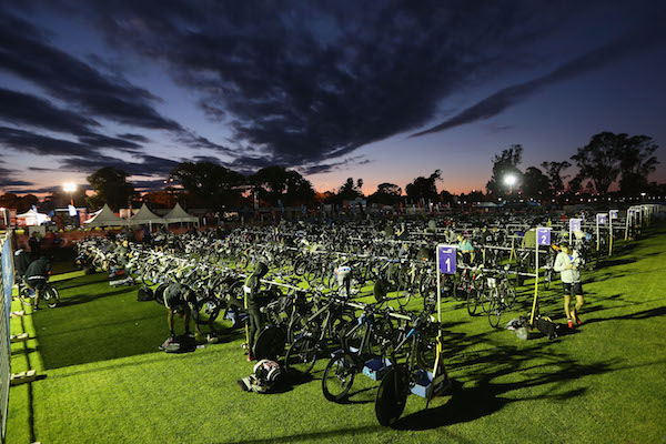 SHEPPARTON, AUSTRALIA - NOVEMBER 15: A general view of the transition is seen at sunrise during Challenge Shepparton on November 15, 2015 in Shepparton, Australia. (Photo by Michael Dodge/Getty Images for Challenge)